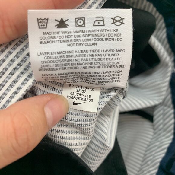 Nike Golf Pant Mens 35x32 White Grey Performance Flat Front Dri Fit Tour Stripe - Picture 10 of 13